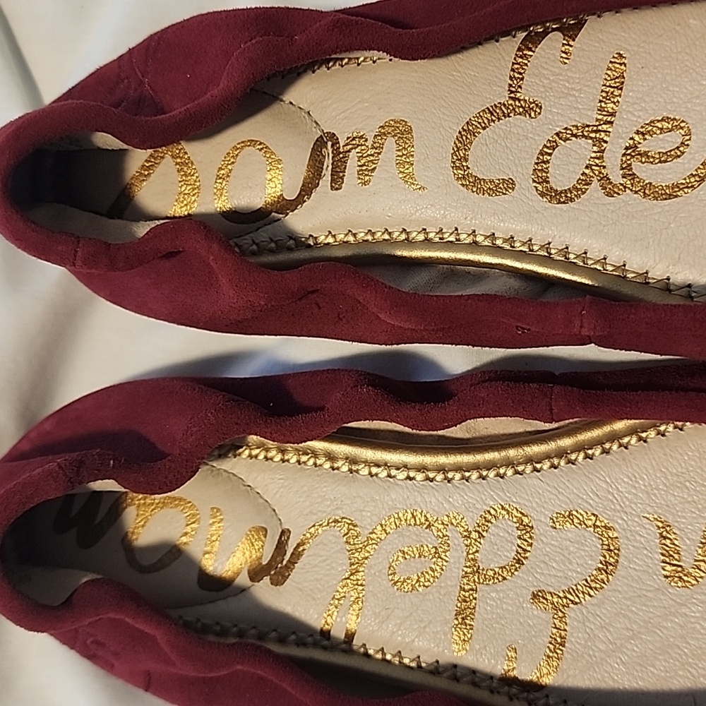 Sam Edelman Leather Suede Red Flats 7.5 Like New - Picture 5 of 5
